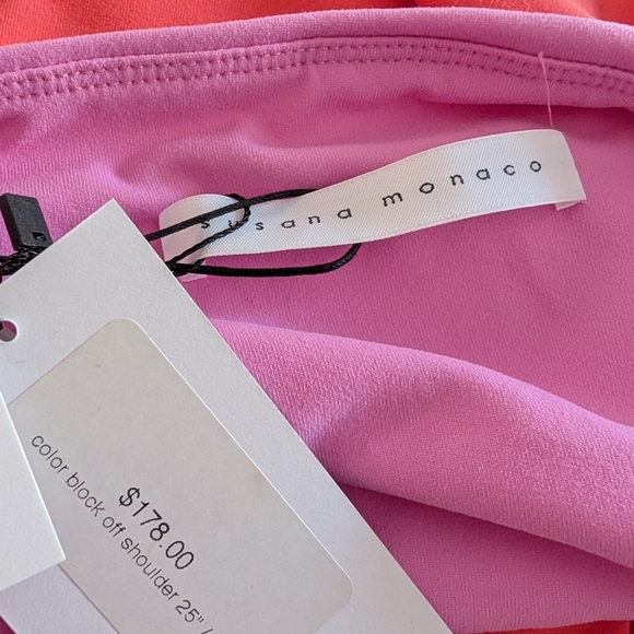 Susana Monaco Color Block Off Shoulder Bodycon Dress XS NWT - Picture 7 of 8